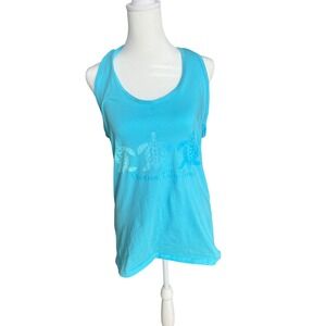 Delta Panama City Beach Sea Turtle Graphic Racerback Tank Top Blue Women MED